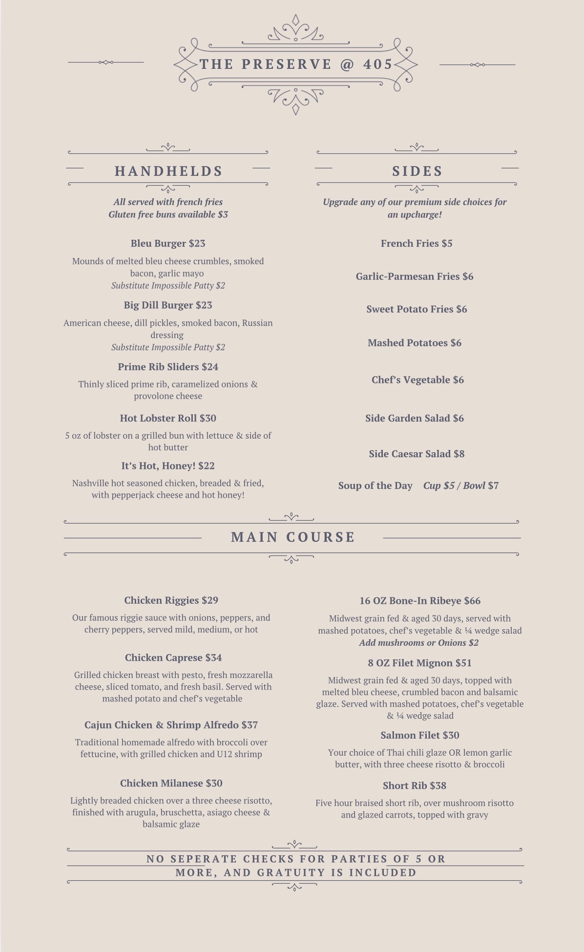 Dinner Menu Page 2